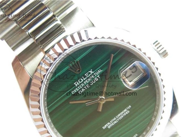36mm Malachite Bracelet Green President Best SS SS on A2824 Dial DateJust EDF Edition 0216